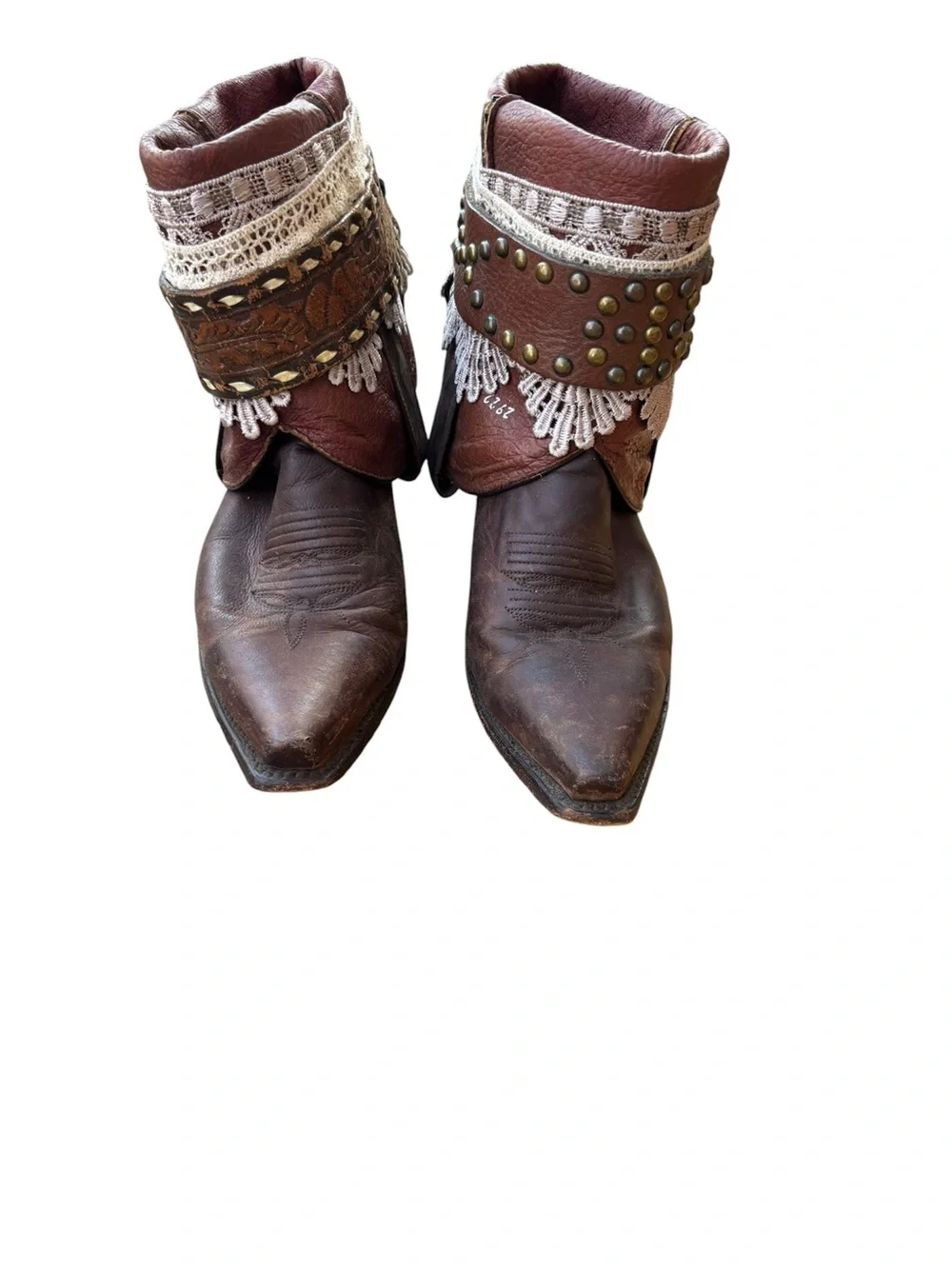 Dan Post Vintage Embellished Western Leather Booties – Size 7.5